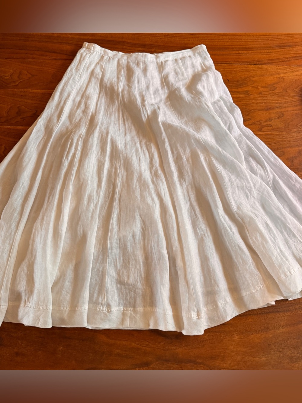 J Jill White Flowy Linen Lined Skirt Midi/Maxi Great Condition Bias Hem Sz S P